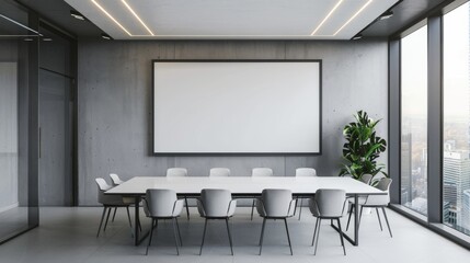 A white Mockup on the wall in the Office for negotiations. Image for advertising