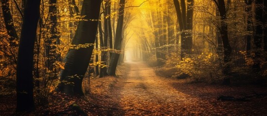 Naklejka premium Golden Forest Path