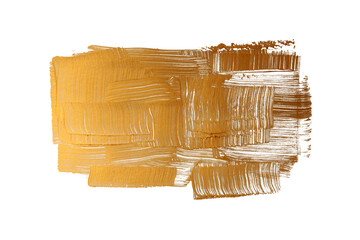 Gold glitter ink color smear brushstroke stain line blot element; design on white background.