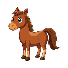 Cartoon brown horse isolated vector