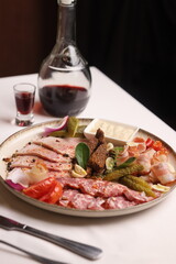 Restaurant menu food wine drink specials meat fish carpaccio sashimi delicious soup sauce 