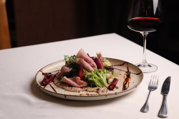 Restaurant menu food wine drink specials meat fish carpaccio sashimi delicious soup sauce 