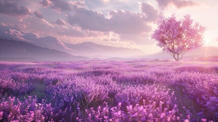 Fototapeta premium Lavender flower in a floral field Nature backdrop