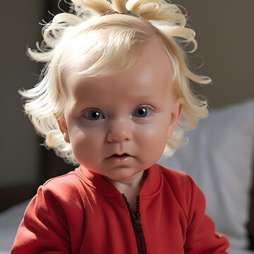 Una linda beb&eacute; rubia que parece estar asustada