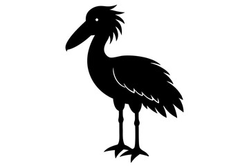 Shoebill silhouette vector, Shoebill Bird