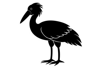 Shoebill silhouette vector, Shoebill Bird