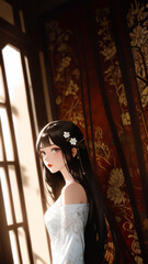 Fototapeta premium 窓のそばに立つ少女