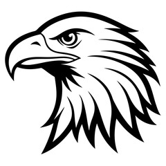 Black and white eagle head drawing on white background