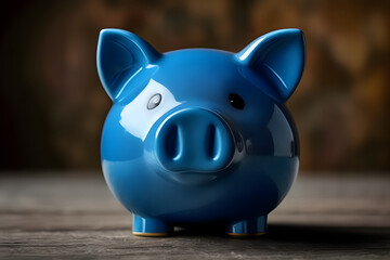 charming illustration of a plump piggy bank in the foreground, facing the viewer with its round snout and curly tail. The simple yet iconic design symbolizes savings and financial prudence
