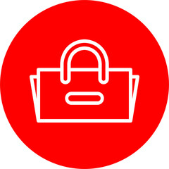 Fashionable Purse Line White Circle Red
