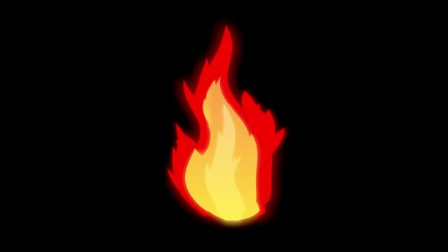 Cartoon Fire. Alpha channel, transparent background. 4K resolution loop animation