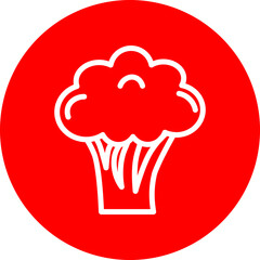 Broccoli Line White Circle Red