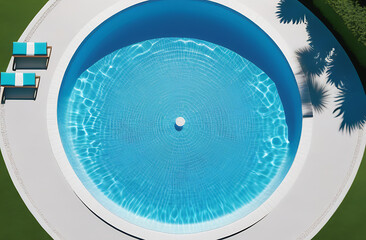 Obraz na płótnie Canvas Blue water pool top view