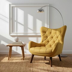 mockup poster frame in modern interior background, living room, Scandinavian style, 3D render, 3D illustration, Room, interior, sofa, furniture, home, design, couch, house, bedchamber

