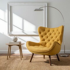 mockup poster frame in modern interior background, living room, Scandinavian style, 3D render, 3D illustration, Room, interior, sofa, furniture, home, design, couch, house, bedchamber
