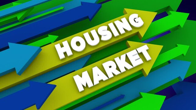 Housing Market Arrows Up Rising Increase Home Sales Higher Supply Demand 3d Animation
