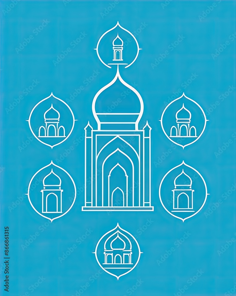 Wall mural set ramadan kareem icon vector. set of islamic icons vector image.