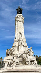 Statue at Praça Marqués de Pombal in Lisbon, Portugal