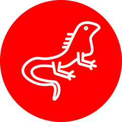 Iguana Line White Circle Red