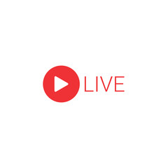 Red Live Streaming Icons: Vector Buttons for TV, Online Streams, and Live Performances