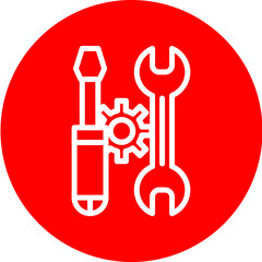 Maintenance Vector Line White Circle Red