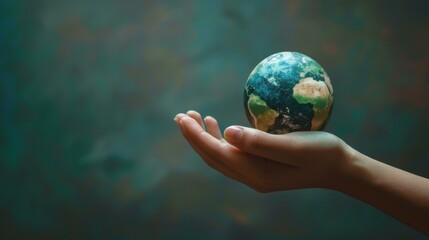 eco life concept. hand holding a planet