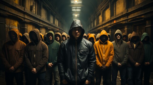 Mysterious figures in hoods meditate in the depths of a dense forest, creating an aura of enigma and tranquil calm