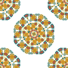 Vintage Tribal Ethnic Festive Abstract Floral Vector Pattern.