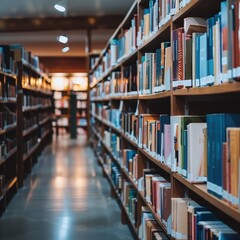 Focused Library Shelves in a Modern Setting