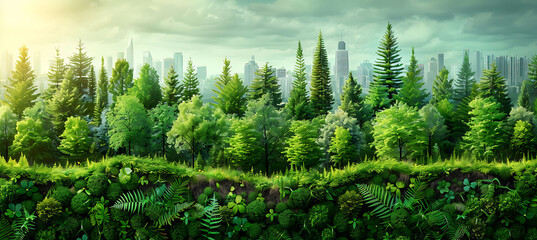 Fototapeta premium Innovative infographic illustrating the benefits of sustainable commerce with segments for ecofriendly products green logistics and consumer awareness emphasizing business sustainability