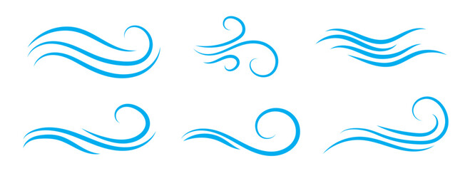Doodle wind line sketch set. Hand drawn doodle wind motion, air blow, swirl elements. Sketch drawn air blow motion, smoke flow art, abstract line. Isolated on white background . vector illustration.