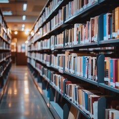 Focused Library Shelves in a Modern Setting