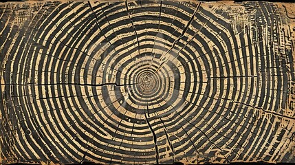 Fototapeta premium A cross-section of a tree cut in two by a saw