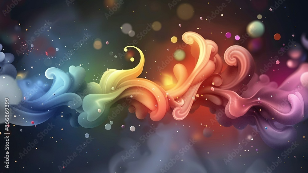 Wall mural a colorful background with swirls and bubbles surrounding the word love