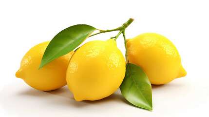 lemons with leaves on a white background