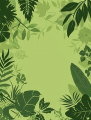 Fototapeta premium A digital illustration of various leaves and flowers, rendered in silhouette, against a green background. Ideal for eco-design and green stores. Generative AI