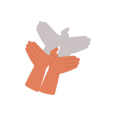 Vector illustration depicting a dove formed by the shadows of hands.