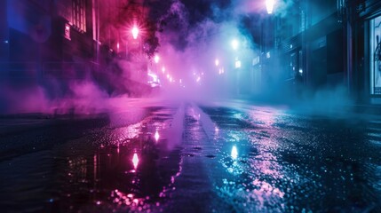Neon City Nightscape with Futuristic Vibes and Glowing Lights