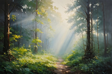 Obraz premium Misty Forest Morning