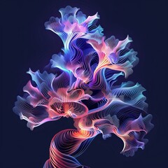 Obraz premium Abstract Digital Art. Neon Tree of Life, Colorful, Psychedelic, Fractal Design