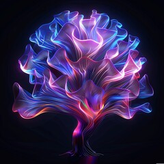 Naklejka premium Abstract glowing neon tree on a dark background. Concept of nature, technology, and fantasy.