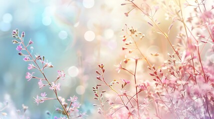 A serene flyer background with soft pastel colors and delicate floral patterns, creating a peaceful...
