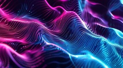 Fototapeta premium Abstract flowing wave lines and dots, digital data visualization, futuristic technology background. Concepts. big data, artificial intelligence, cyberspace.