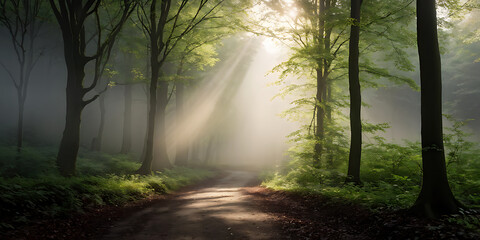 Naklejka premium Misty Forest Morning