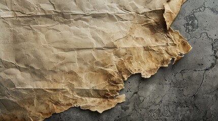 Old worn paper on a grey backdrop