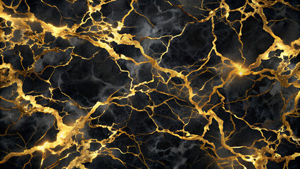 Luxury black gold marble texture background. Generative Ai
