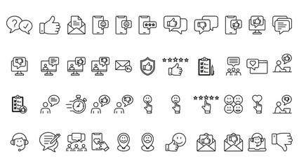 feedback icon collection line vector design illustration template in trendy style with editable stroke