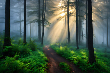 Fototapeta premium Misty Forest Morning