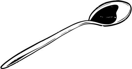 Food and drinks boho. Hand drawn minimal design. Perfect for wallpaper, template, banner, wall decor, print, postcard, cover. Vector sketch illustration dessert spoon