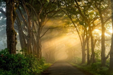 Naklejka premium Misty Forest Morning